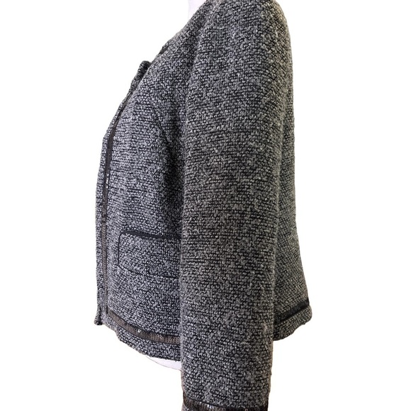 Cynthia Rowley Women Black White Tweed Sequin Polyester Blazer Jacket - Picture 5 of 7